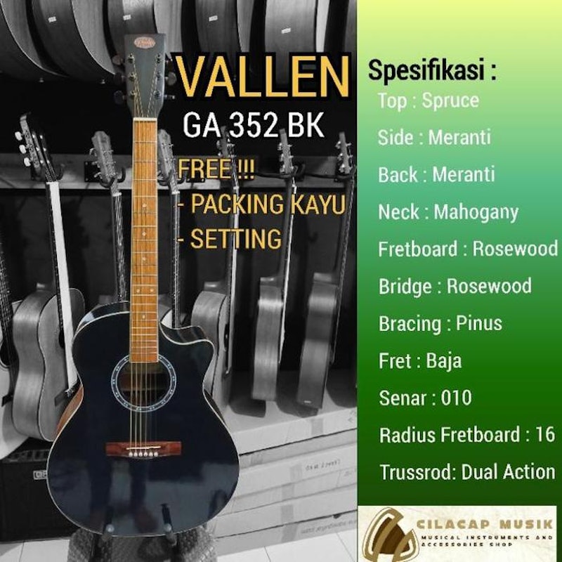 Vallen Gitar Akustik Elektrik GA 352