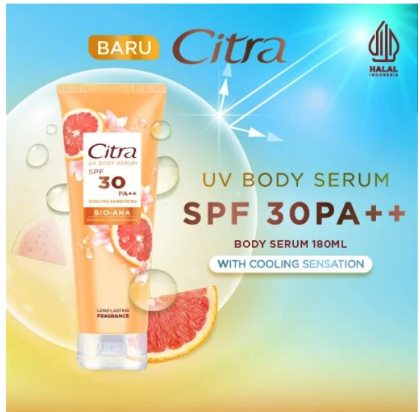 Unilever Indonesia Citra UV Body Serum SPF 30 PA++ Cooling Sunscreen Bio-AHA