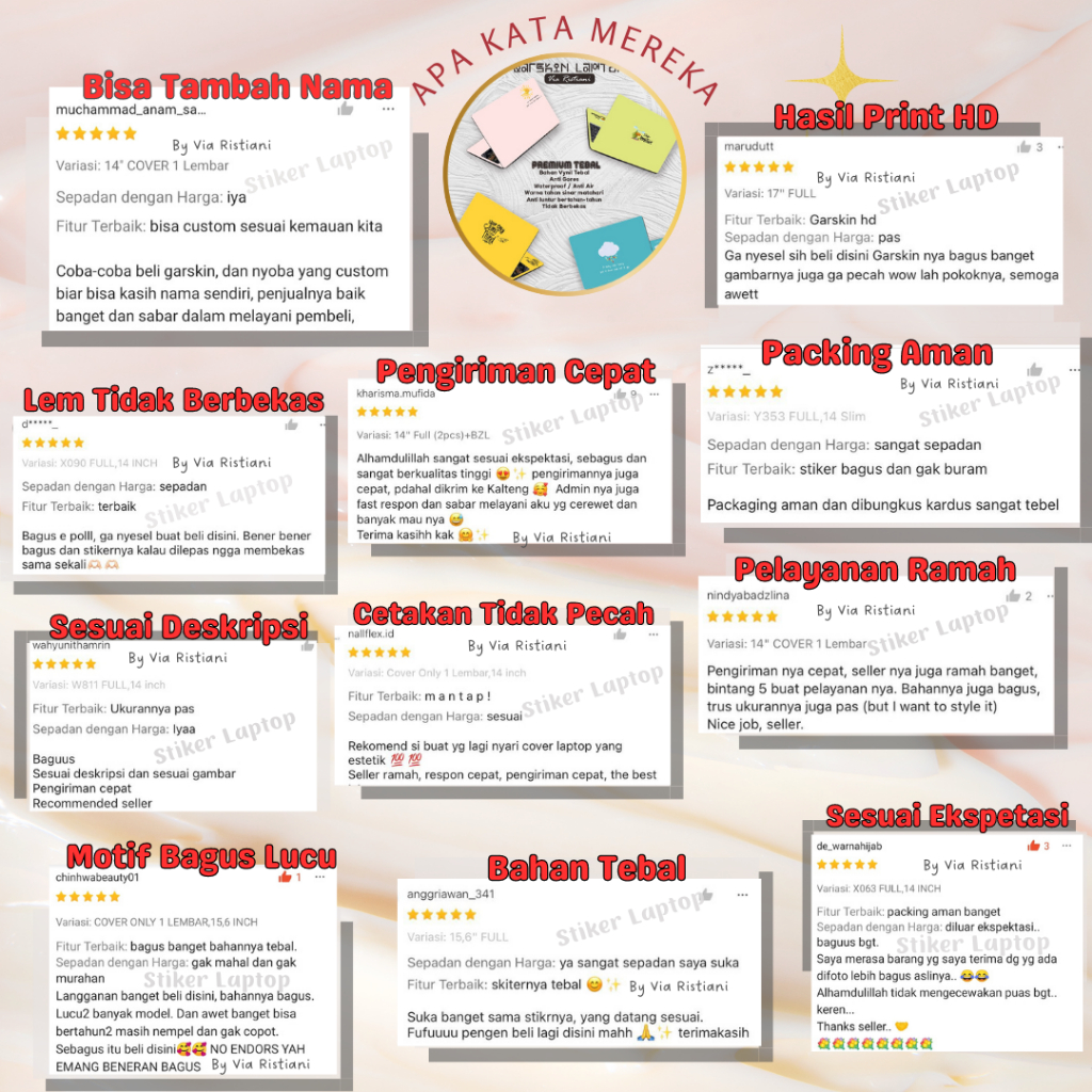 Stiker Laptop CUSTOM Garskin Anti Gores Cover / Full Laptop