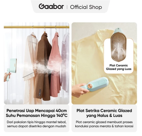 United Gain Gaabor Setrika Uap Lipat Mini Travel 2 in 1 HM-M01A