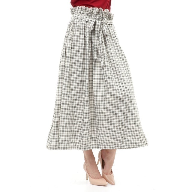Amel Long Skirt Bawahan Wanita Motif Kotak-Kotak Regular Fit
