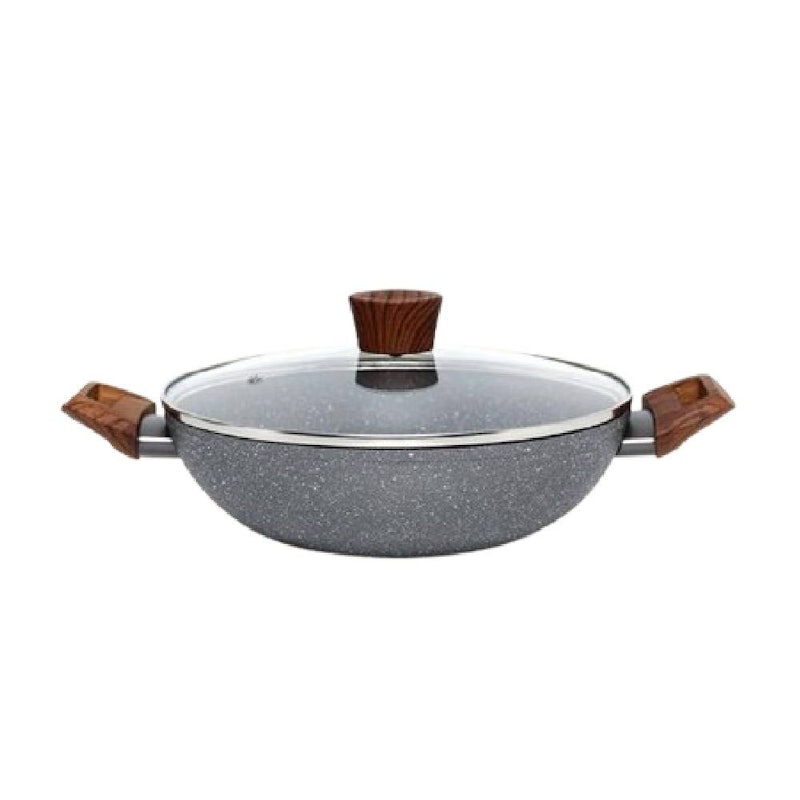 Cypruz Wok Pan & Lid Grey Marble Series 1