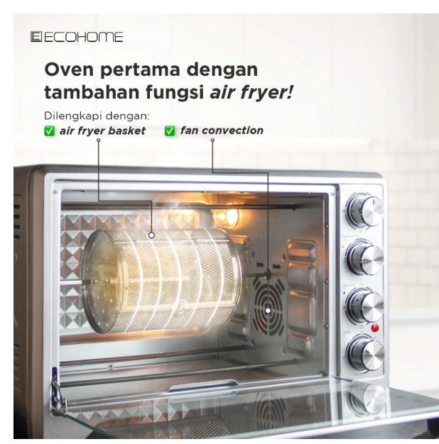 Ecohome Indonesia Ecohome Oven Platinum Series with Air Fryer and Rotisserie  EOP-888
