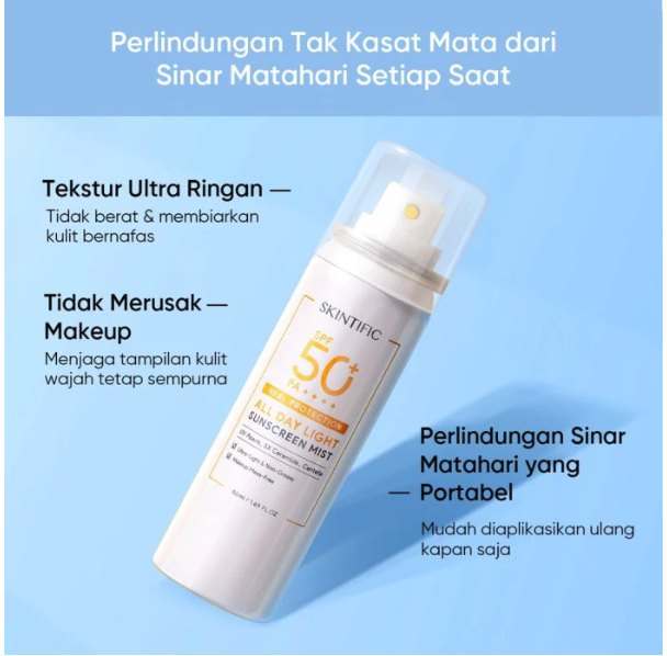 SKINTIFIC Cosmetics SKINTIFIC All Day Light Sunscreen Mist SPF 50+ PA++++