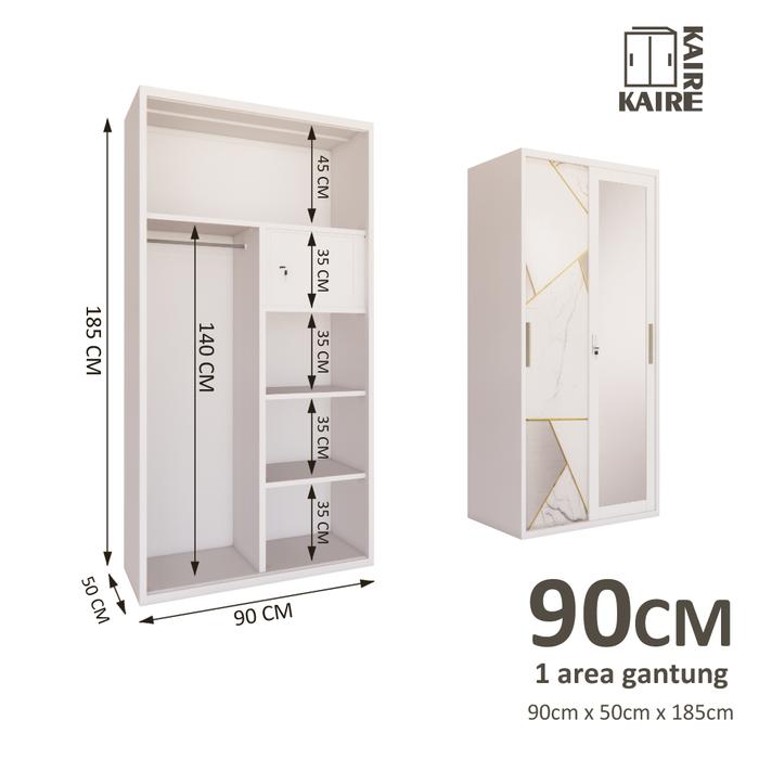  KAIRE Lemari Pakaian Besi 2 Pintu Sliding S01