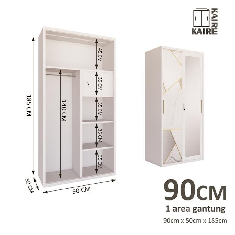 KAIRE Lemari Pakaian Besi 2 Pintu Sliding 4