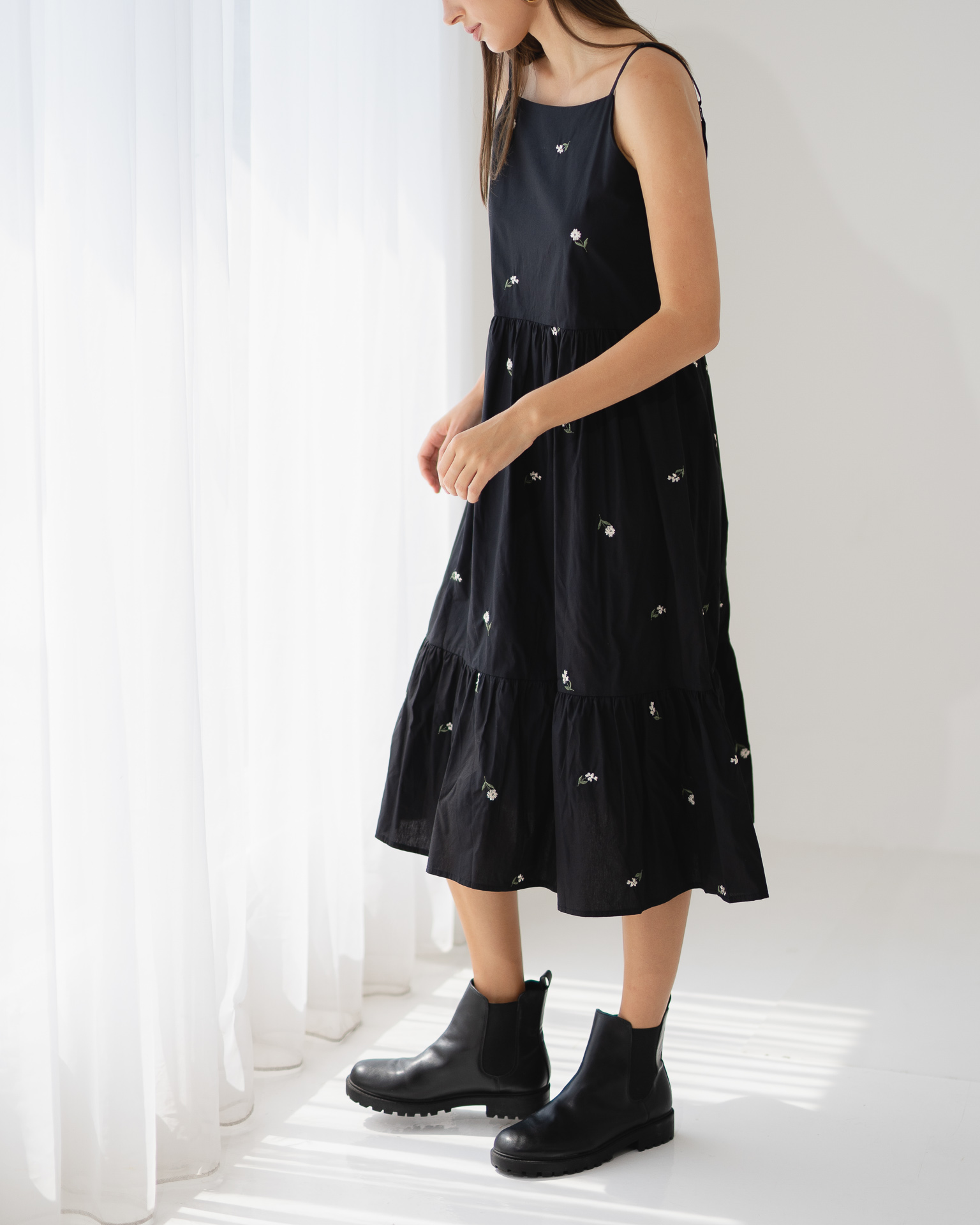 This Is April Dorothy Floral Embroidery Tiered Dress