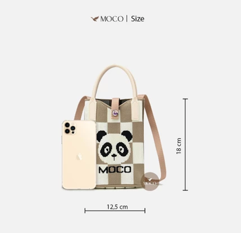 MOCO Tas HP Kecil Sling Bag Panda Rajut Kotak-Kotak 4