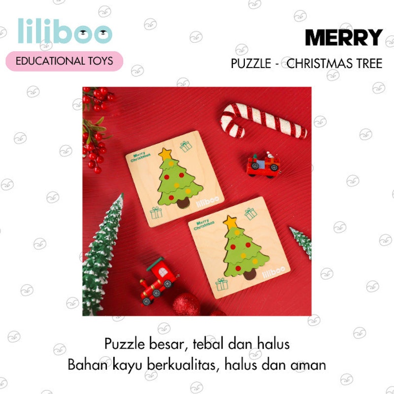 LILIBOO MERRY Puzzle Balok Kayu Natal 3 Set 5