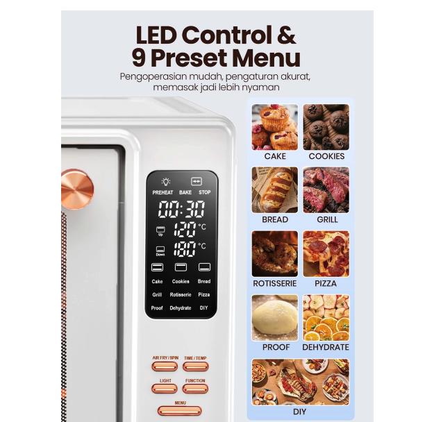 Century Technology Indonesia Mecoo Aesthetic Premium Digital Oven Air Fryer