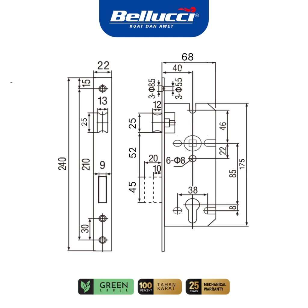 BLC Group Bellucci Kunci Pintu Black 782