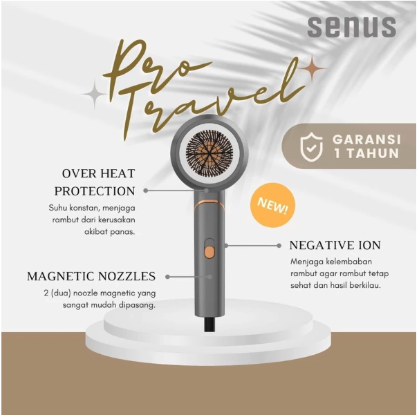 Senus Sejahtera Indonesia Senus Pro Travel Hair Dryer