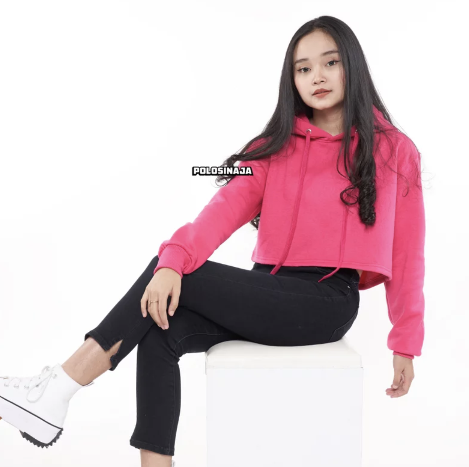 POLOSINAJA Crop Hoodie - Pink Fanta