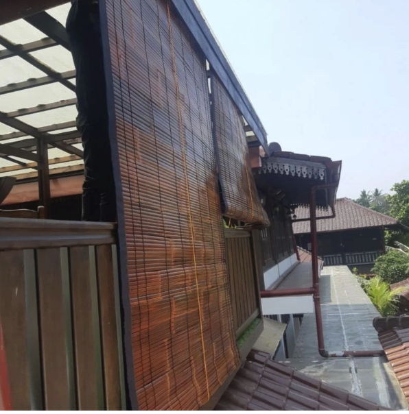  Tirai Bambu Hitam Lapis Kain Waterproof