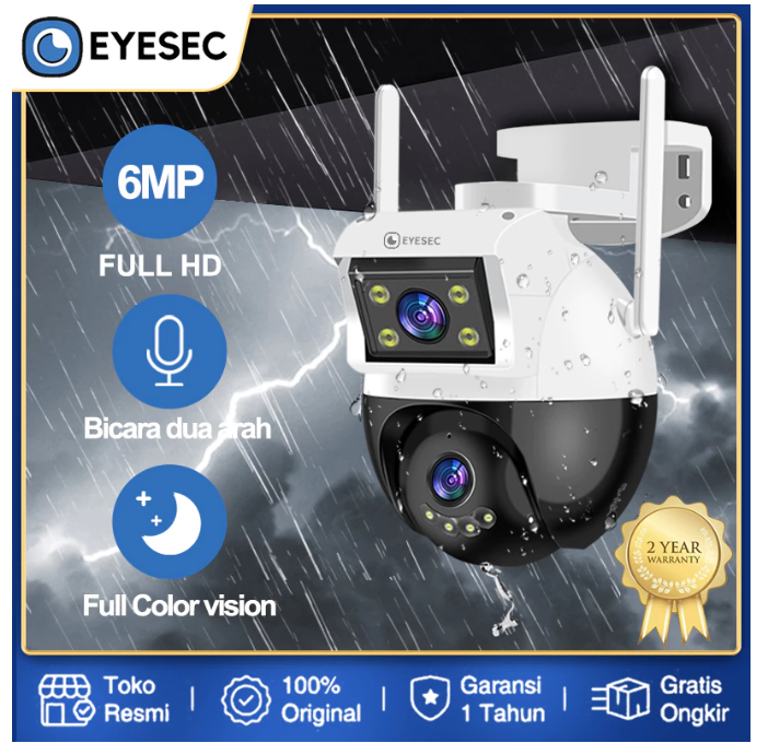 Upin Masa Depan Eyesec CCTV Outdoor Wi-Fi IP Camera 360° PTZ 6MP Q16-2L