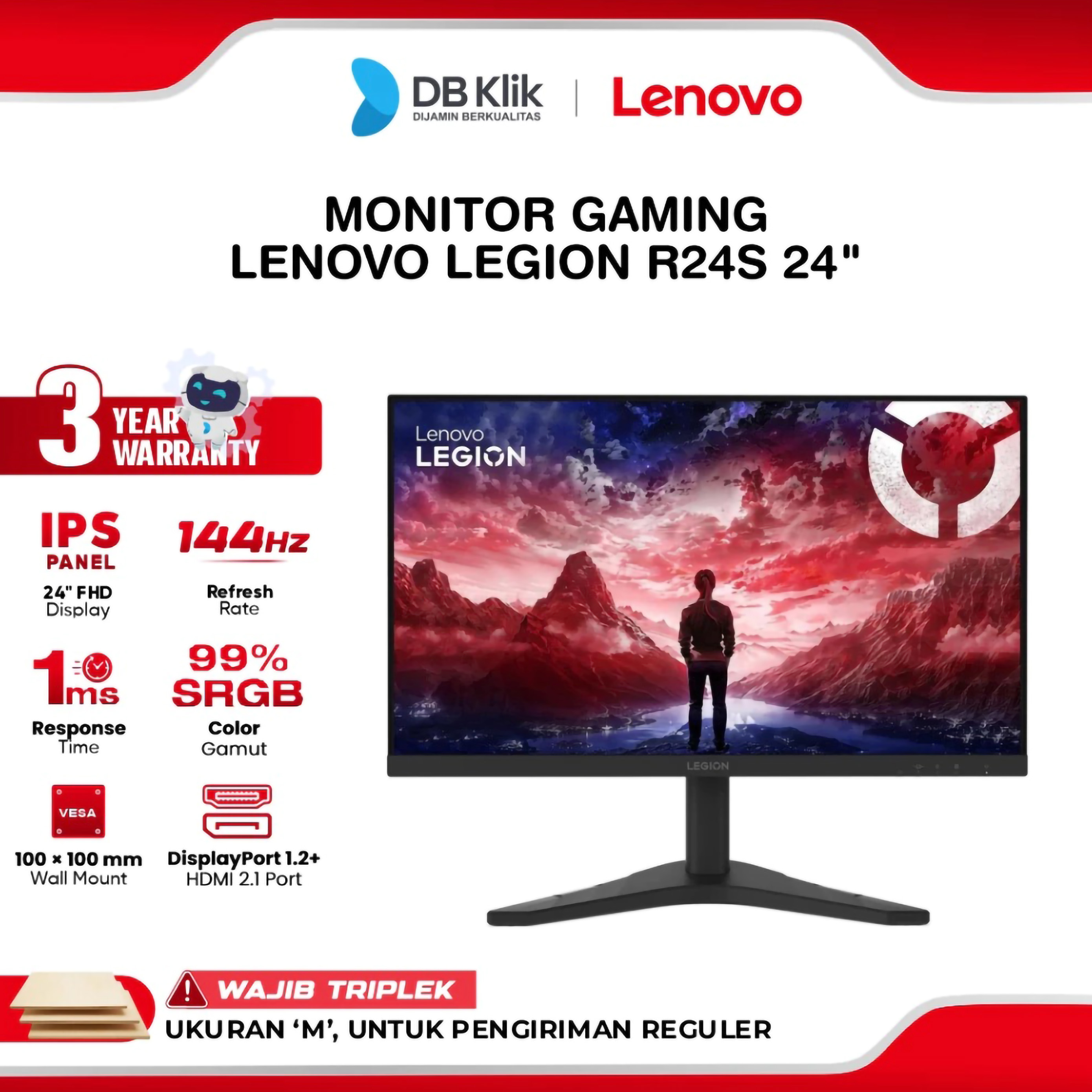 Lenovo Lenovo Legion R24s 23.8-inch IPS FHD 144Hz Gaming Monitor