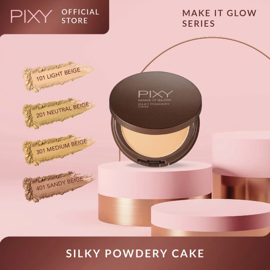 Mandom Indonesia PIXY Make It Glow Silky Powdery Cake 101 Light Beige