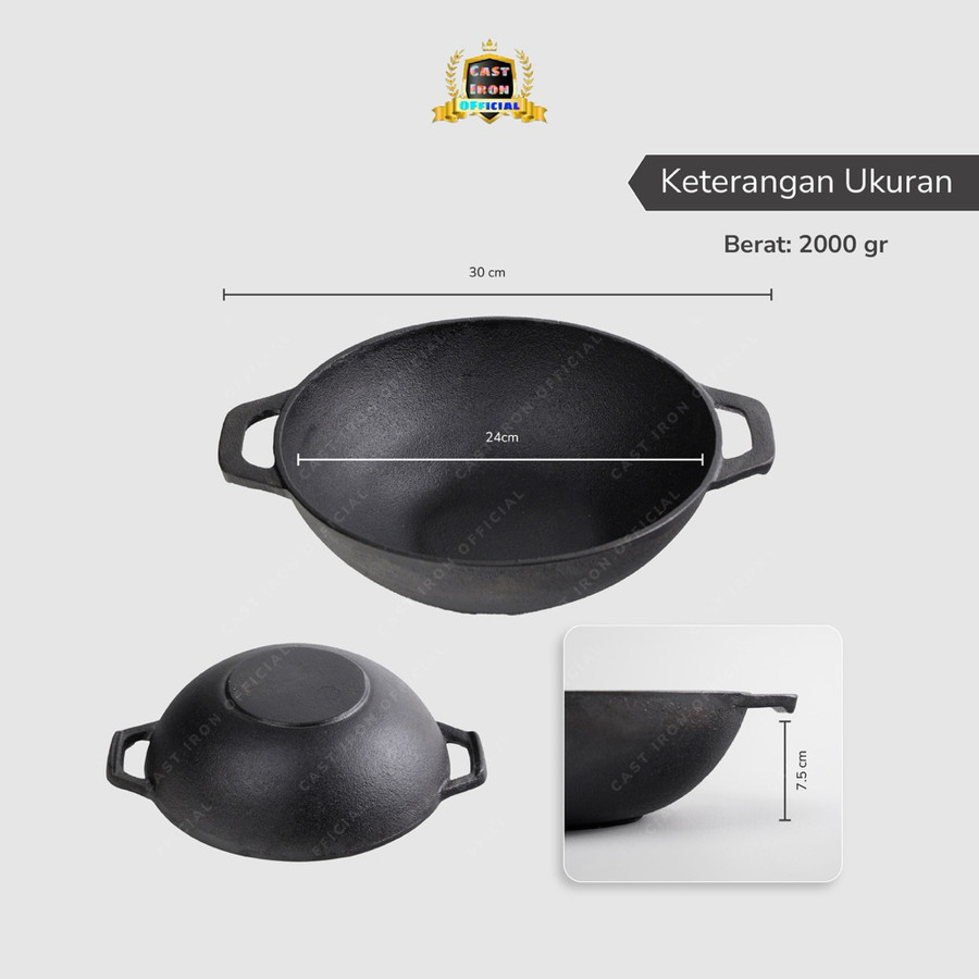  Cast Iron Official Cast Iron Wok 24 cm