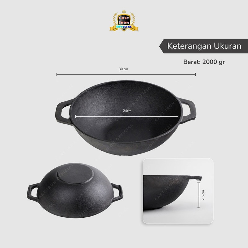 Cast Iron Official Cast Iron Wok 24 cm 4