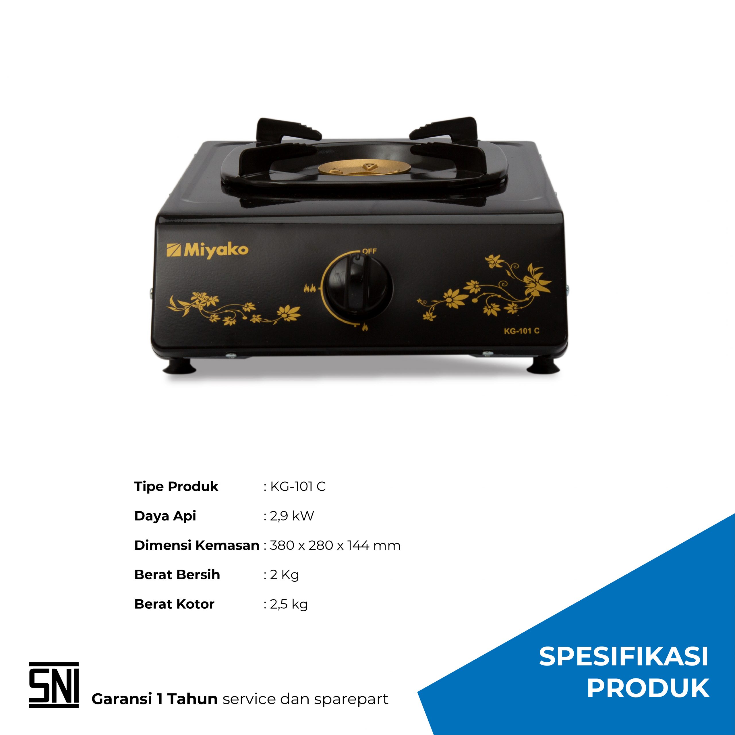 Kencana Gemilang Miyako Kompor Gas 1 Tungku KG-101 C