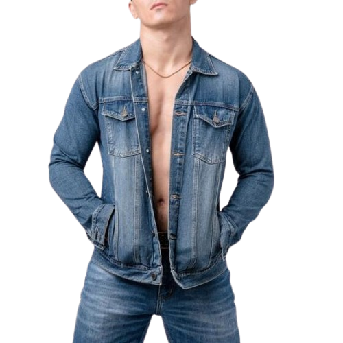 Vengoz Jacket Jeans Pria Slim Fit Premium Blue Washed