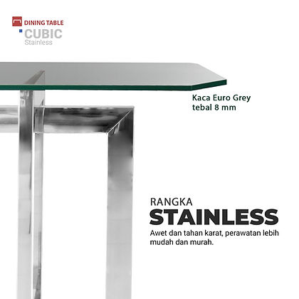 Meja Makan Kaca Cubic Stainless 4
