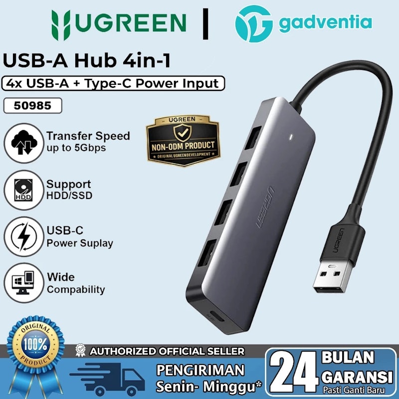 UGREEN 4-Port USB 3.0 5Gbps Hub with Type-C Power Port 5