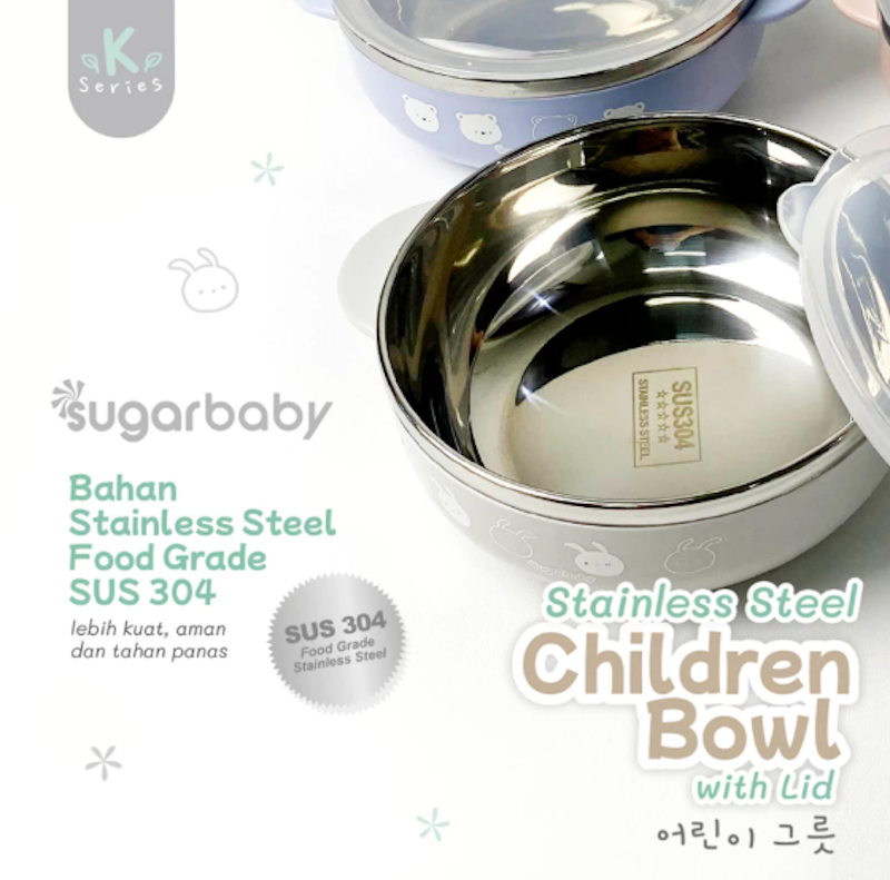 SugarBaby Stainless Steel Children Bowl with Lid 4