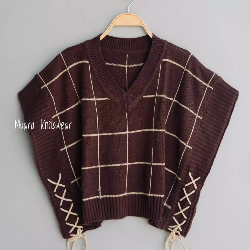  Muara Knitswear Zulaika Rompi Rajut Motif Kotak-Kotak