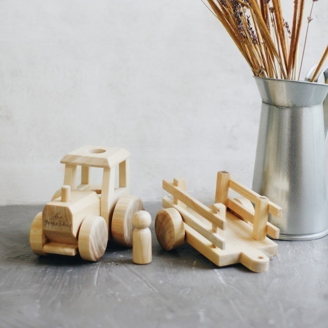  Lettering and Life Wooden Tractor Wagon with Peg Doll