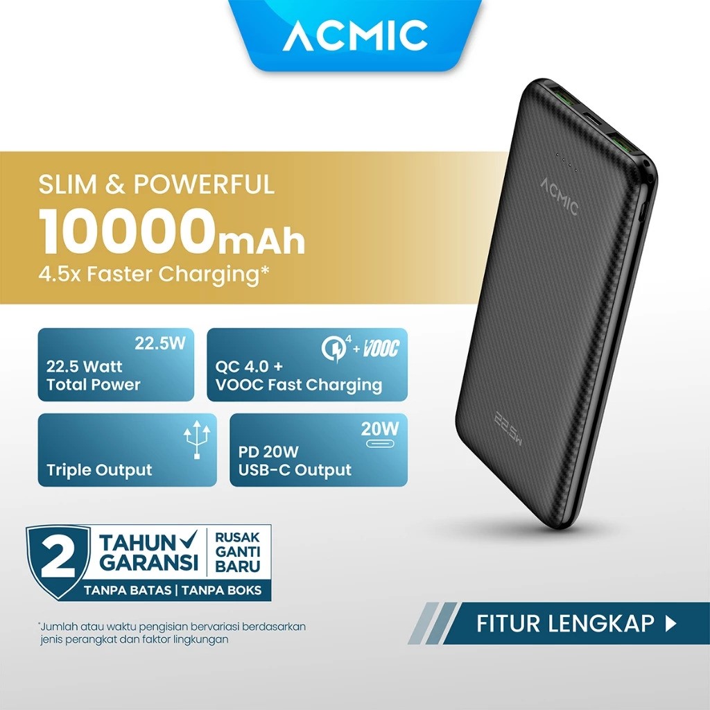 ACMIC 10000mAh Powerbank Slim 22.5W 5