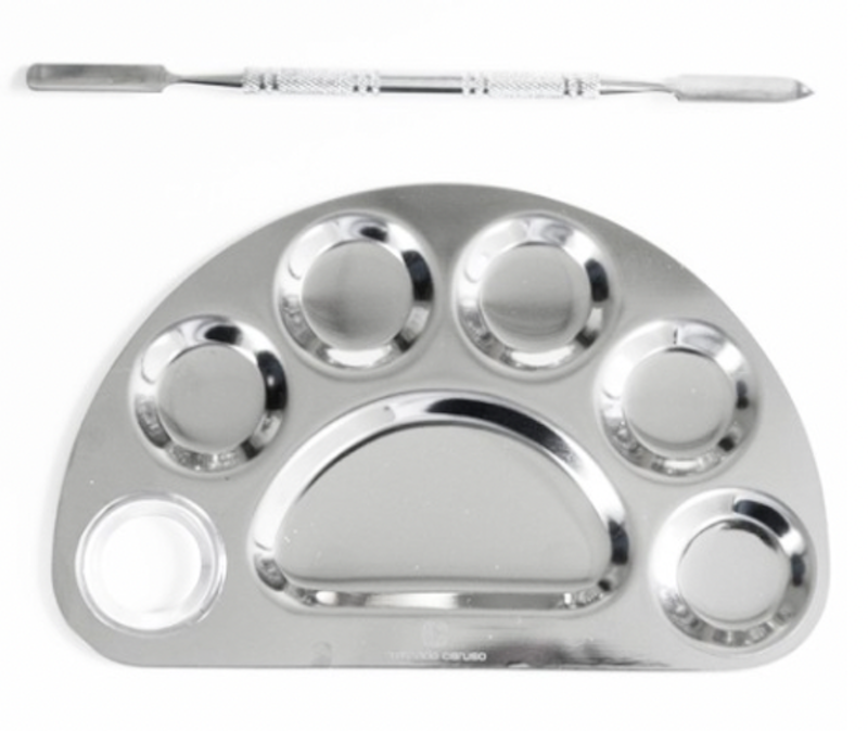 Dome Mixing Palette Stainless Steel + Spatula 1
