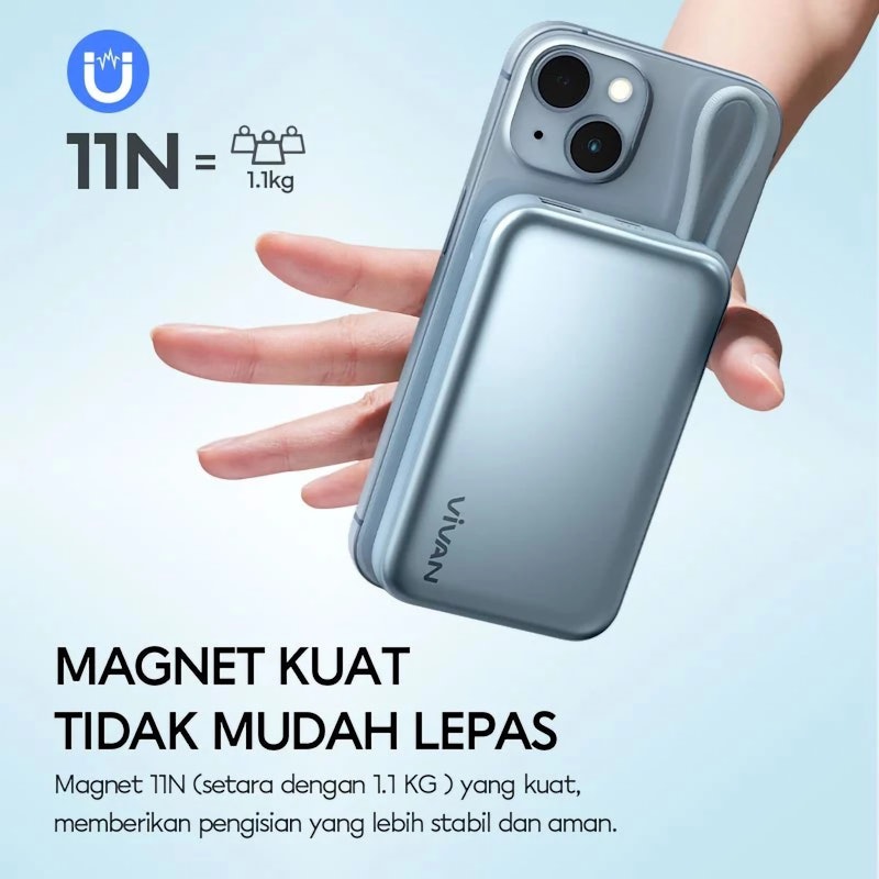 Vivan 10000 mAh Magsafe Powerbank with Integrated Cable 3