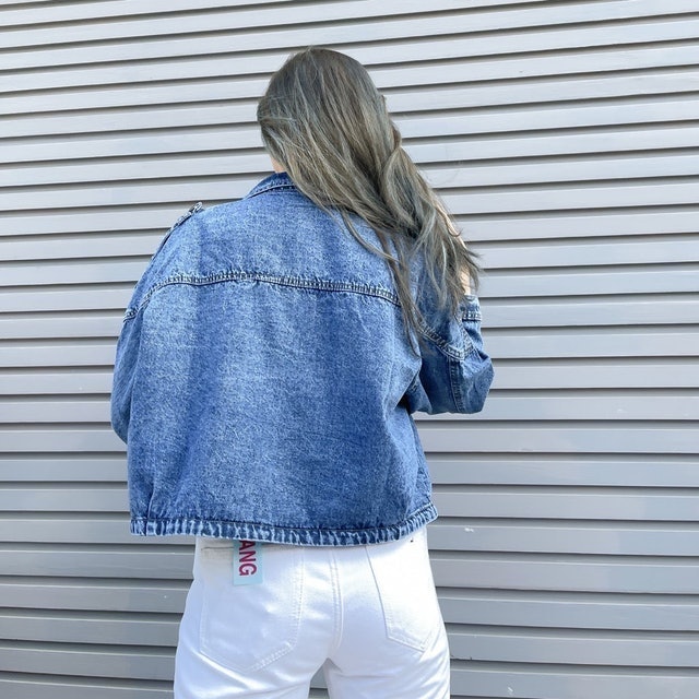 JINISO  Jaket Crop Jeans Oversize