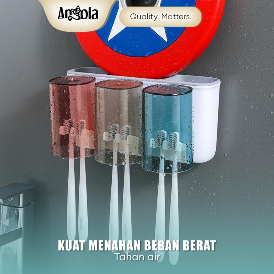   Angola Rak Sikat Gigi Tempel 4 Cup D74