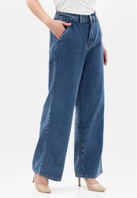 MKY Clothing Elastic Waist Culotte Jeans