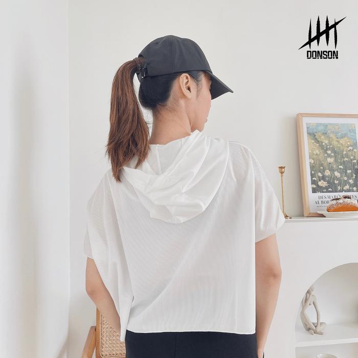  DONSON Hoodie Lengan Pendek Putih