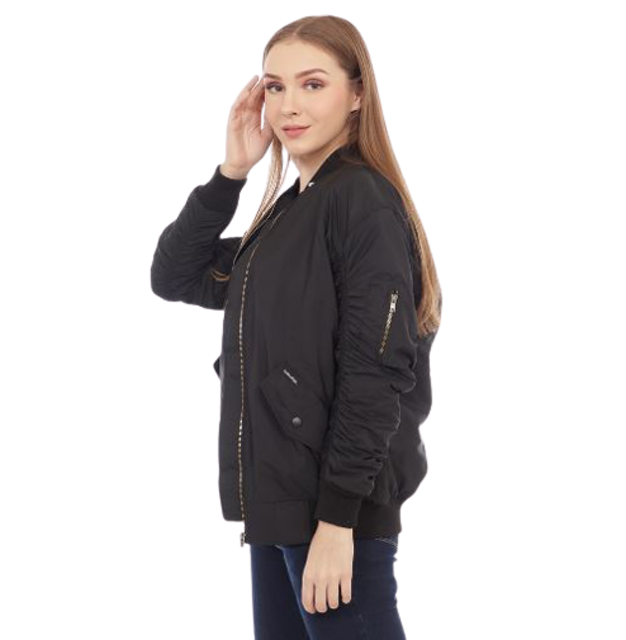 Cottonology Jaket Bomber Wanita Hitam