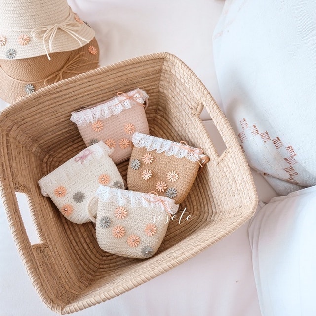 Little Sosete Daisy Bucket Hat & Purse 