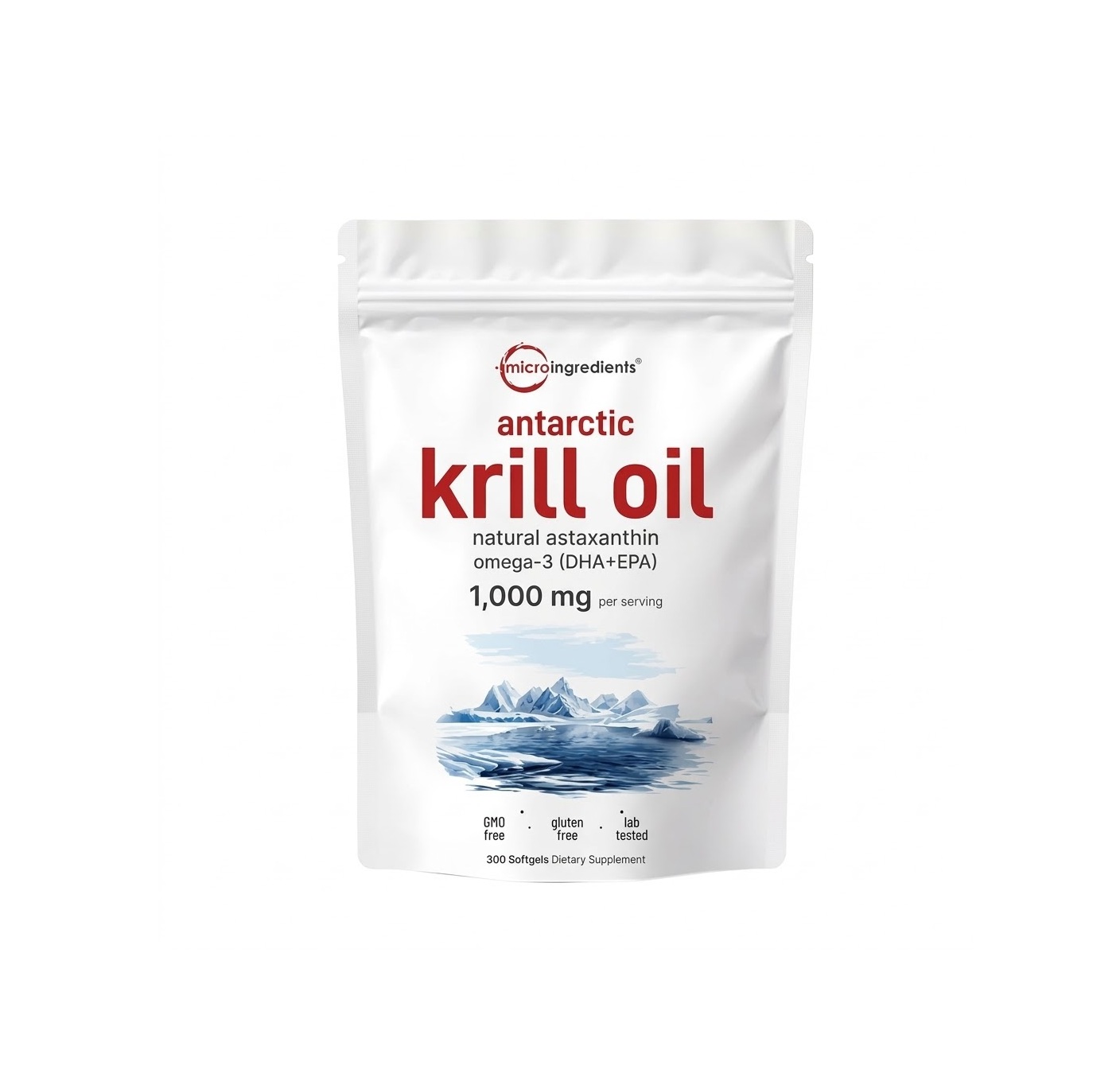Micro Ingredients Antarctic Krill Oil Natural Astaxanthin Omega-3 (DHA+EPA) 1000 mg 1