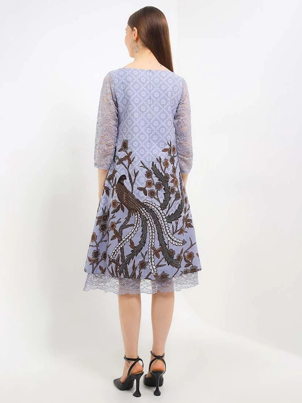 Rianty Batik Dress Emira Emir Abu Kombinasi Brokat