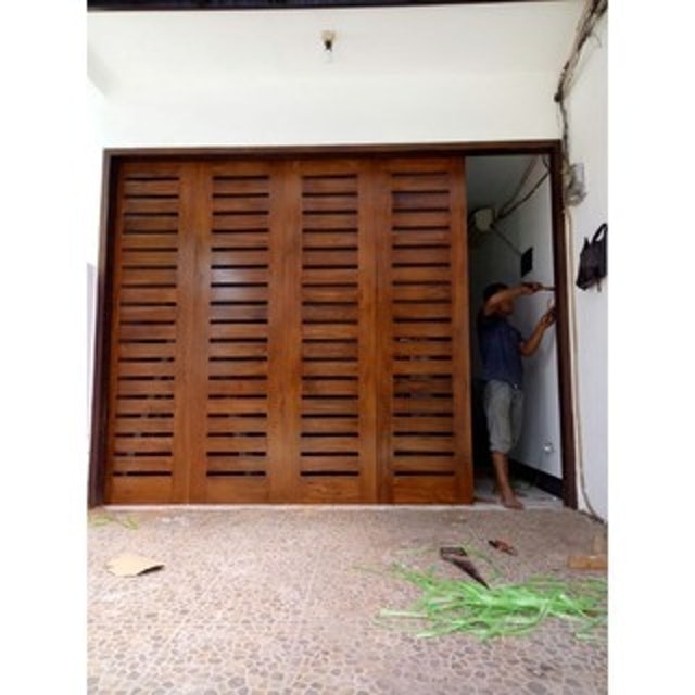 Pintu Garasi Sliding Kayu Jati 5