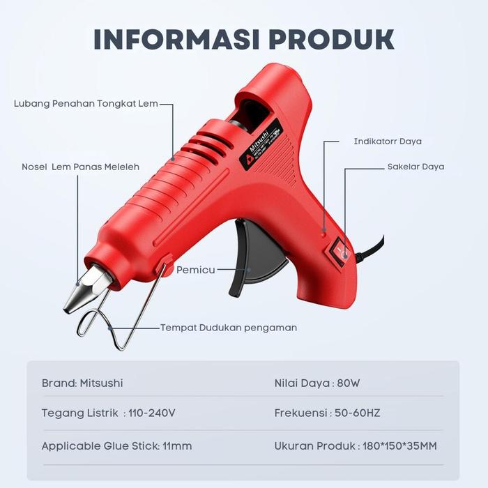 Mitsushi Hot Melt Glue Gun On-Off 11 mm 80 watt 3