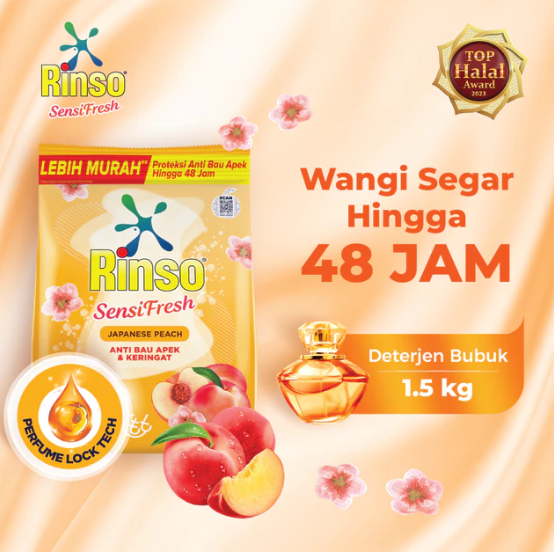 Unilever Indonesia Rinso SensiFresh Deterjen Bubuk Japanese Peach