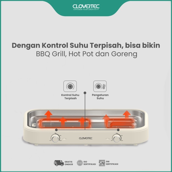  Clovertec Multicooker Grill Hotpot Fry 3 in 1  CHG-5624CM