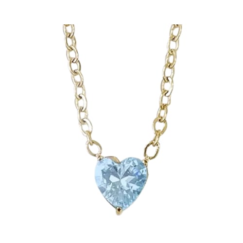 Spar.co Kalung Titanium Lapis Emas dengan Liontin Hati Birth Stone ｜ SP-AAA1215