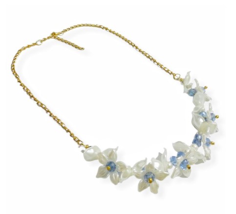 Darlene Crystal Flowery Pearl Necklace