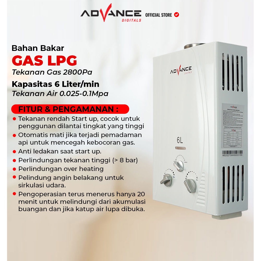 Advance Digitals Advance Gas Water Heater GWH-50