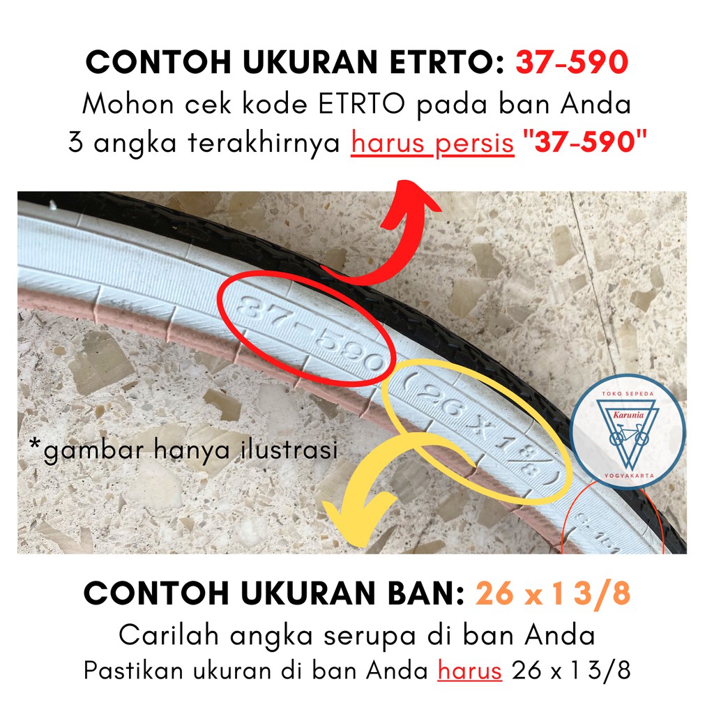 Industri Karet Deli Swallow Bicycle Tube 26 x 1 3/8 English Valve