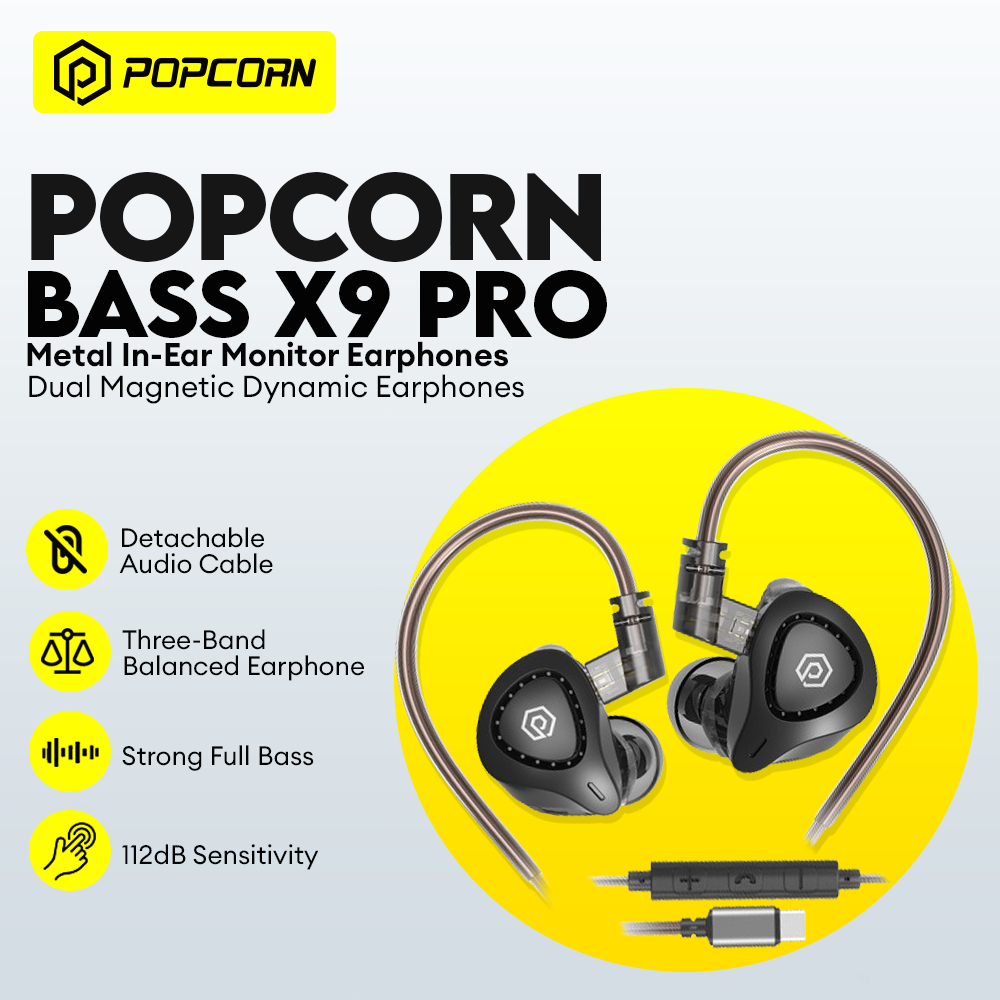  Popcorn Bass X9 Pro Metal In Ear Monitor Earphone (Type C)